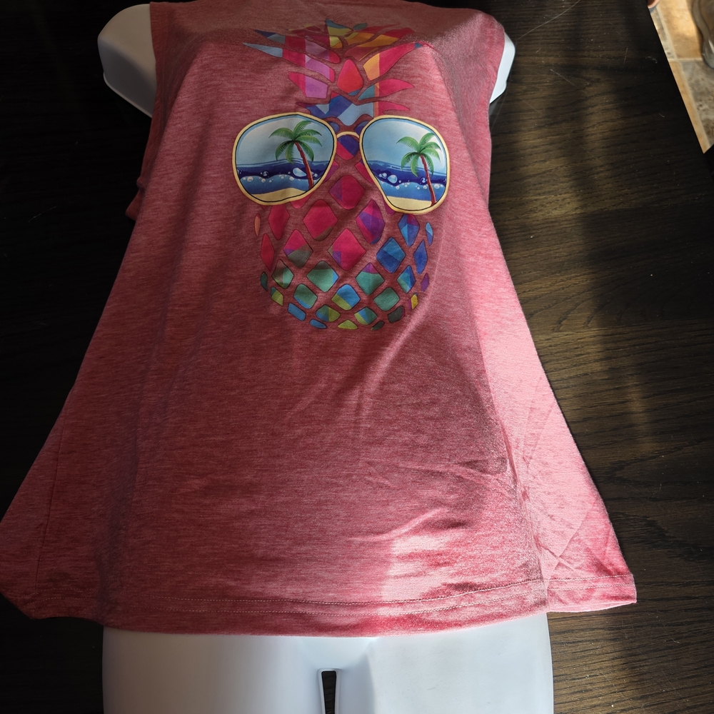 Pink Tank Top with Pineapple Design Size 2xl And 1 Large